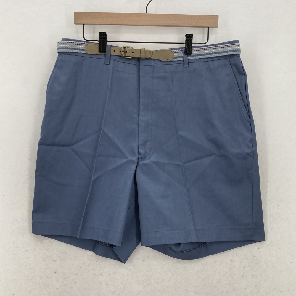 Vintage Sears The Men's Store Shorts Mens 36 Blue Belted Full Fit Flat Front USA
